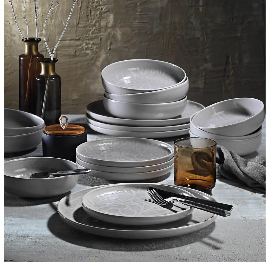 Комплект за хранене 24 части сив/порцелан