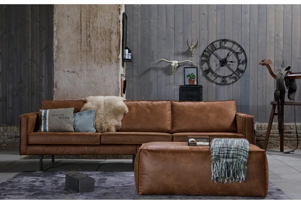 Табуретка от изкуствена кожа в цвят кафяв коняк Rodeo – WOOOD