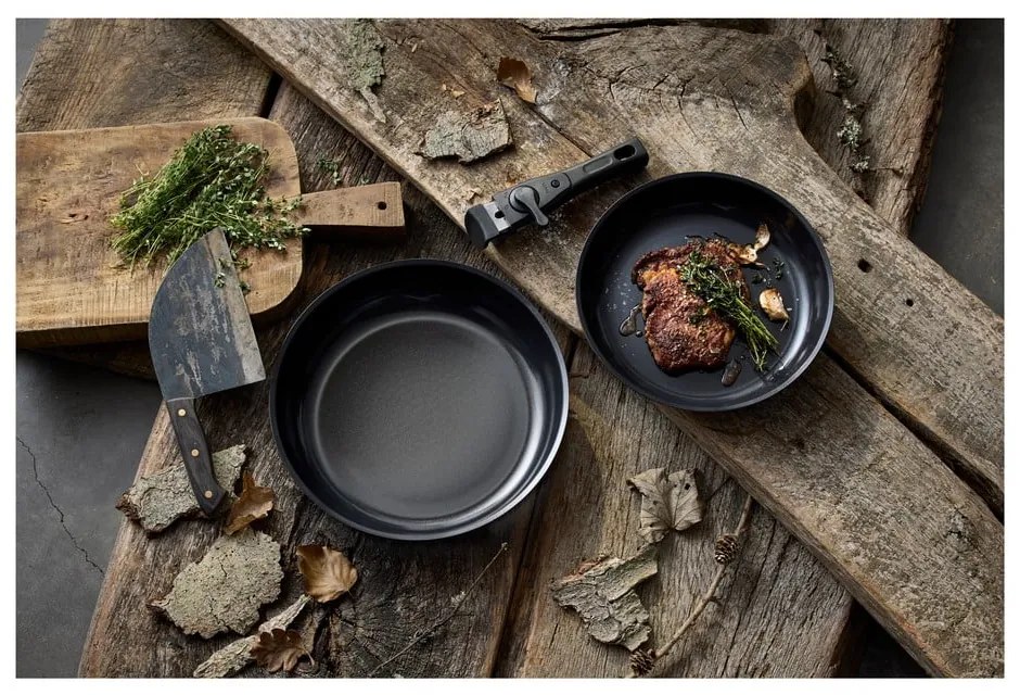 Алуминиев комплект тенджери с подвижна дръжка 2 бр. с незалепващо покритие ø 28 cm – Holm