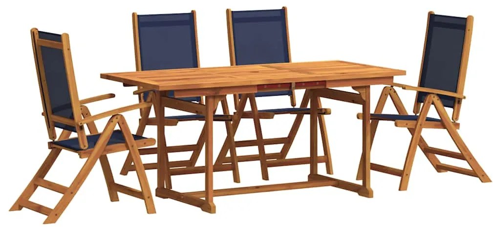 3279310 vidaXL Градински трапезен комплект, 5 части, акация масив и textilene