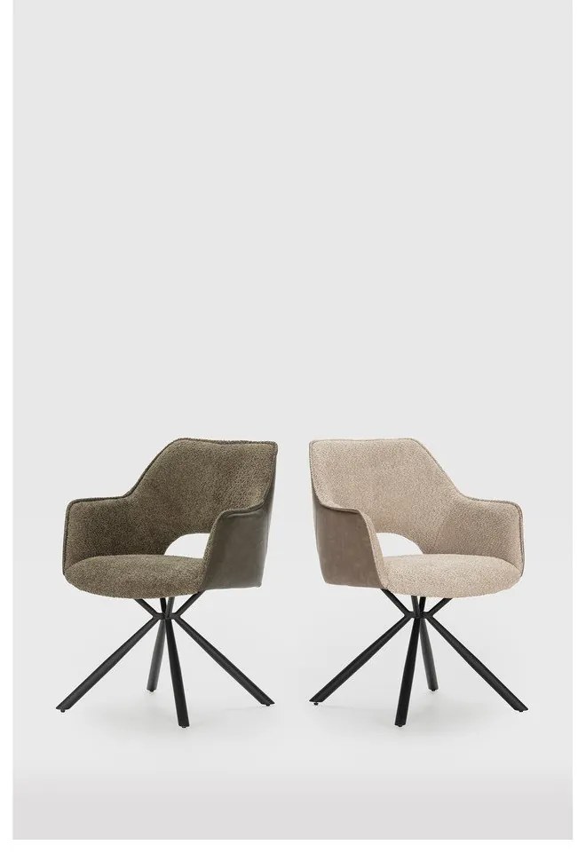 Зелени тапицирани трапезни столове в комплект с подлакътници 2 бр. Mariel – Marckeric