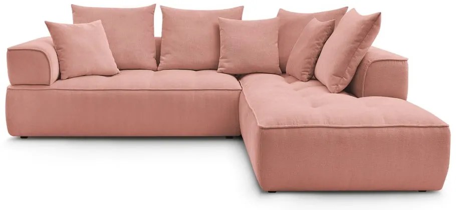 Розов шенилов ъглов диван (десен ъгъл/L форма) Whesley – Bobochic Paris