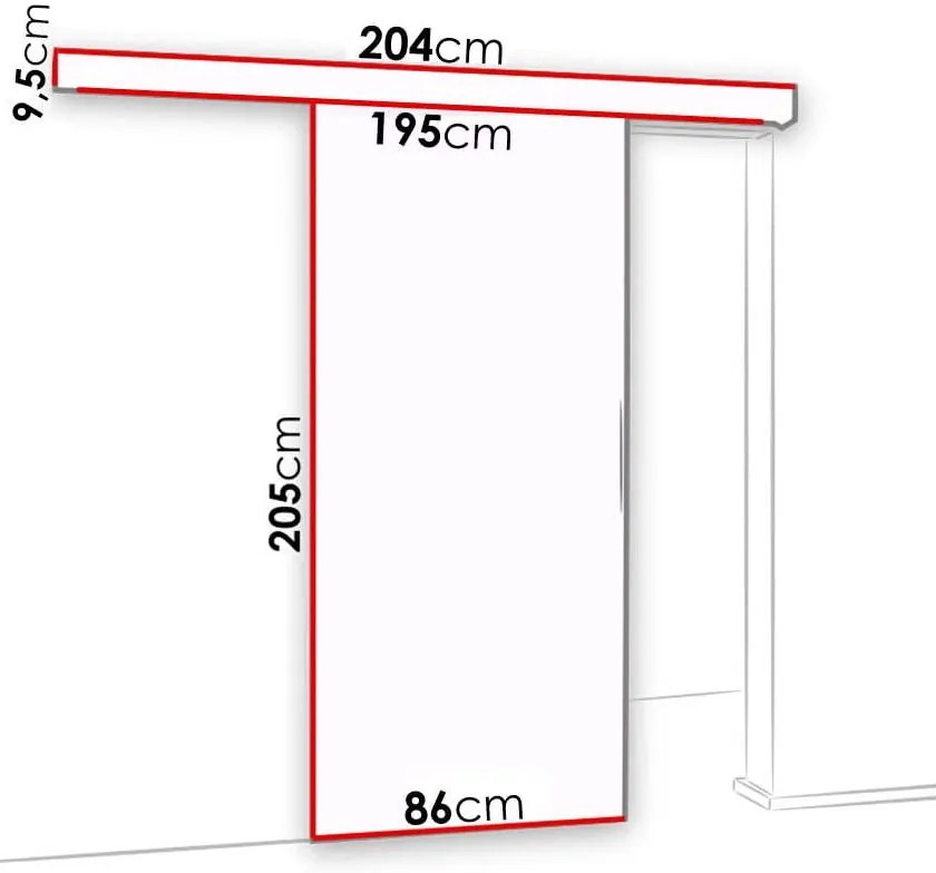 Плъзгаща се врата Malibu Plus-Leuko-Дължина: 86 cm