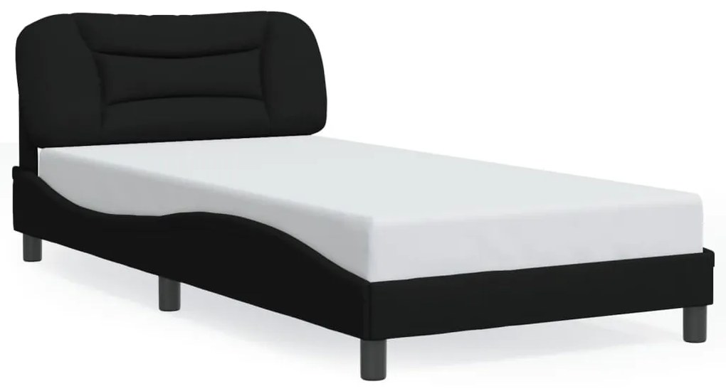 3207753 vidaXL Рамка за легло без матрак Hvar, черна, 100x200 см, плат