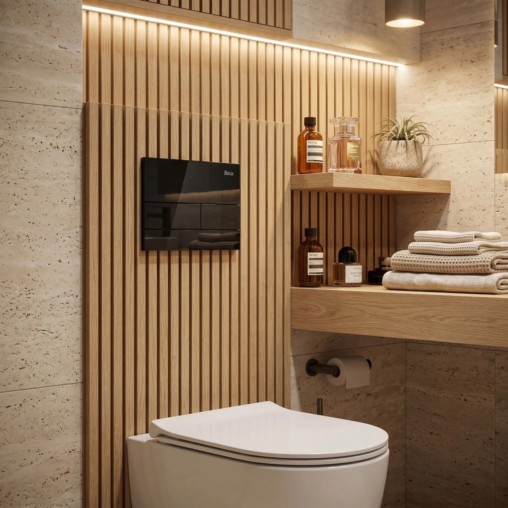 Комплект Структура за Вграждане за WC Slim 024N с Бутон T Black Glass