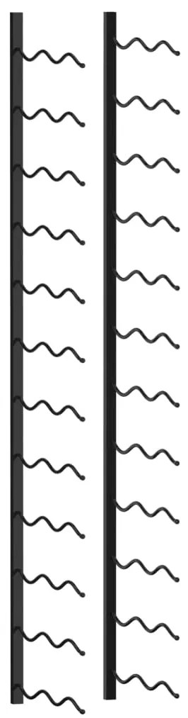 289557 vidaXL Стойка за вино за 24 бутилки, стенен монтаж, черна, желязо