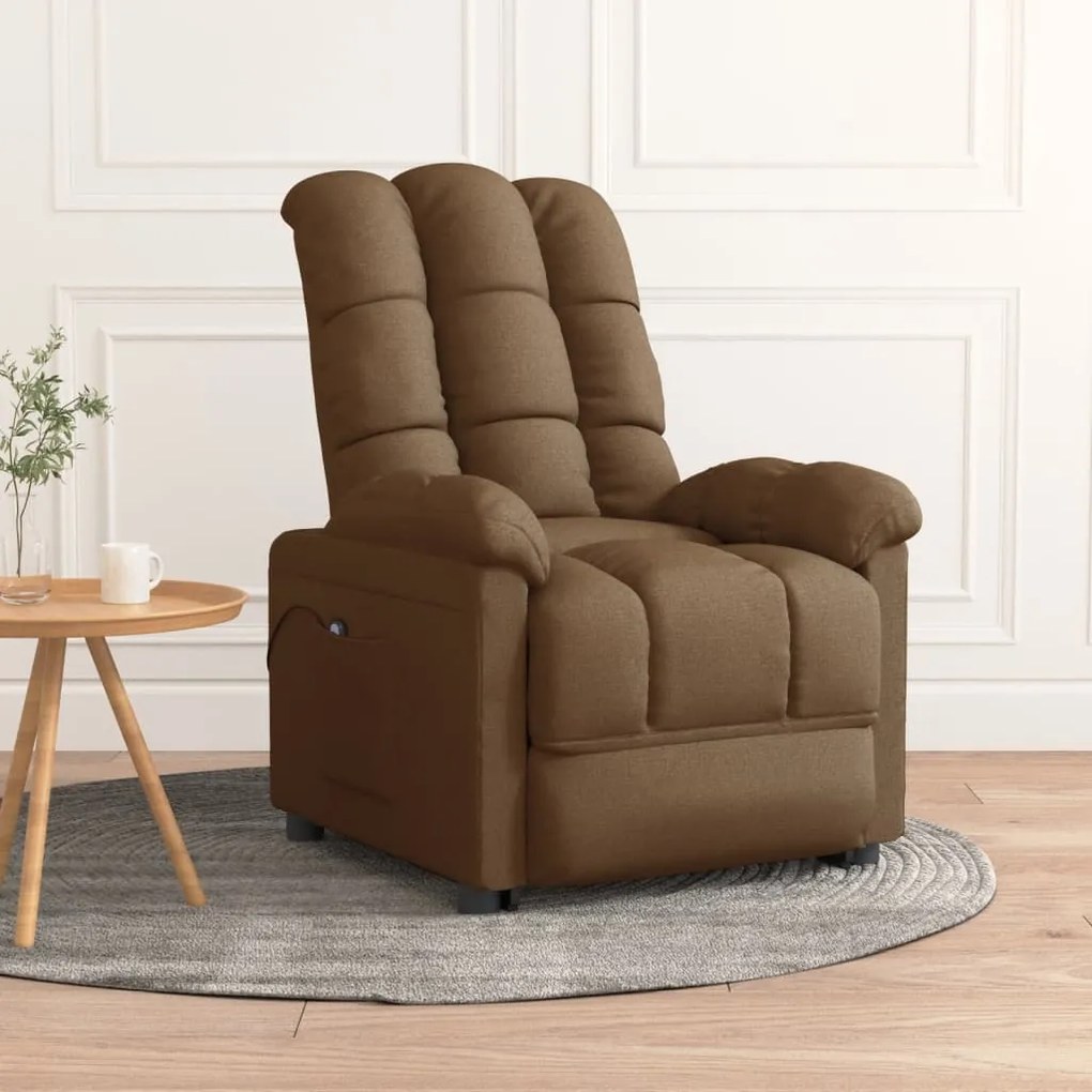 3073752 vidaXL Електрически наклоняем стол, кафяв, текстил