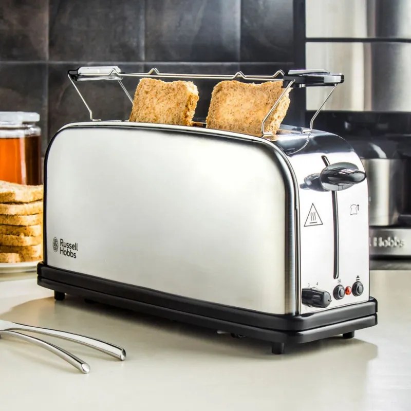 Тостер Russell Hobbs Adventure Oxford 21396-56, 1200W, 2 филии, 1 отвор, 6 нива на изпичане, Тава за трохи, Инокс