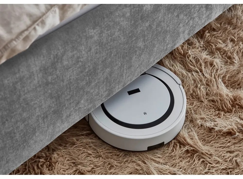 Сиво двойно легло 180x200 cm тапицирано с включена подматрачна рамка Piano – Meise Möbel