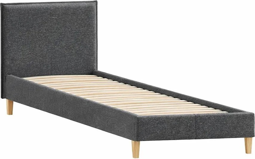 Тъмносиво единично тапицирано легло с включена подматрачна рамка 90x200 cm Tina – Ropez