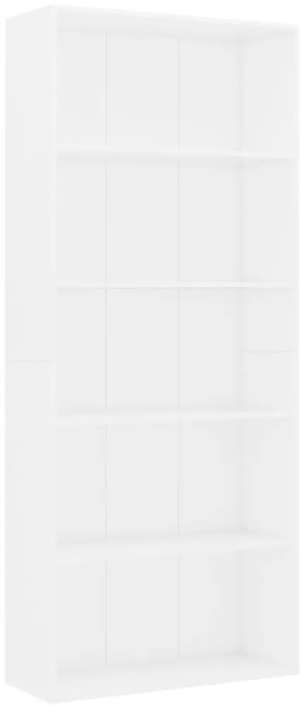 801026 vidaXL 5-етажна библиотека, бяла, 80x30x189 см, инженерно дърво