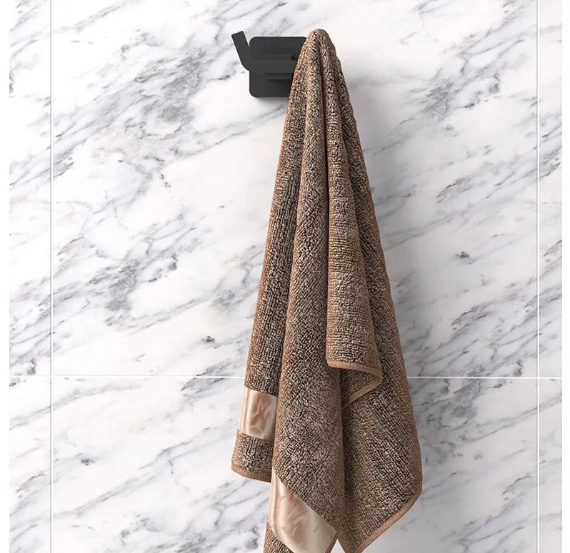 Закачалка за кърпи TEKNO TEL MG-336B , с две куки матирано с черно