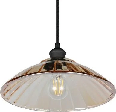 Черно/в кехлибарен цвят метално висящо осветително тяло със стъклен абажур ø 29,5 cm Eluna – Reality