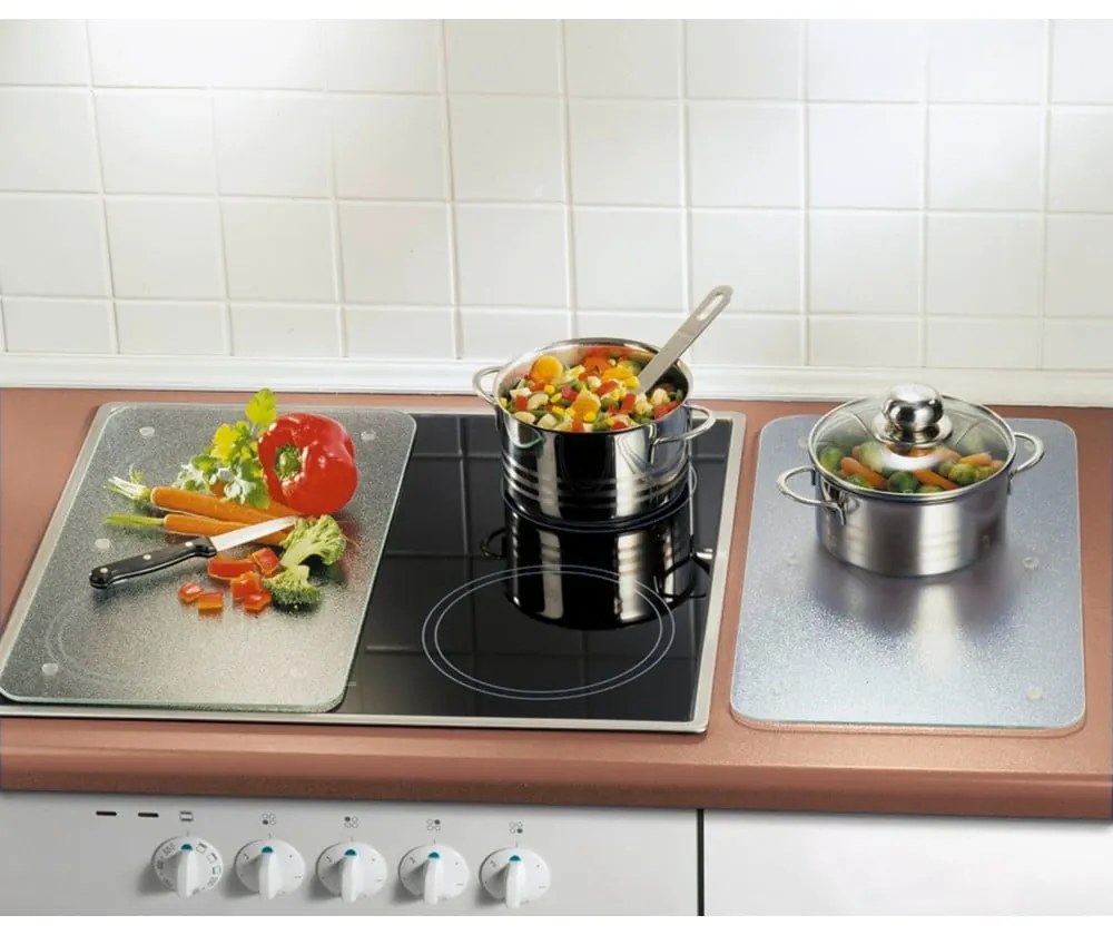 Капаци за печки от закалено стъкло в комплект от 2 броя 52x30 cm Transparent - Allstar