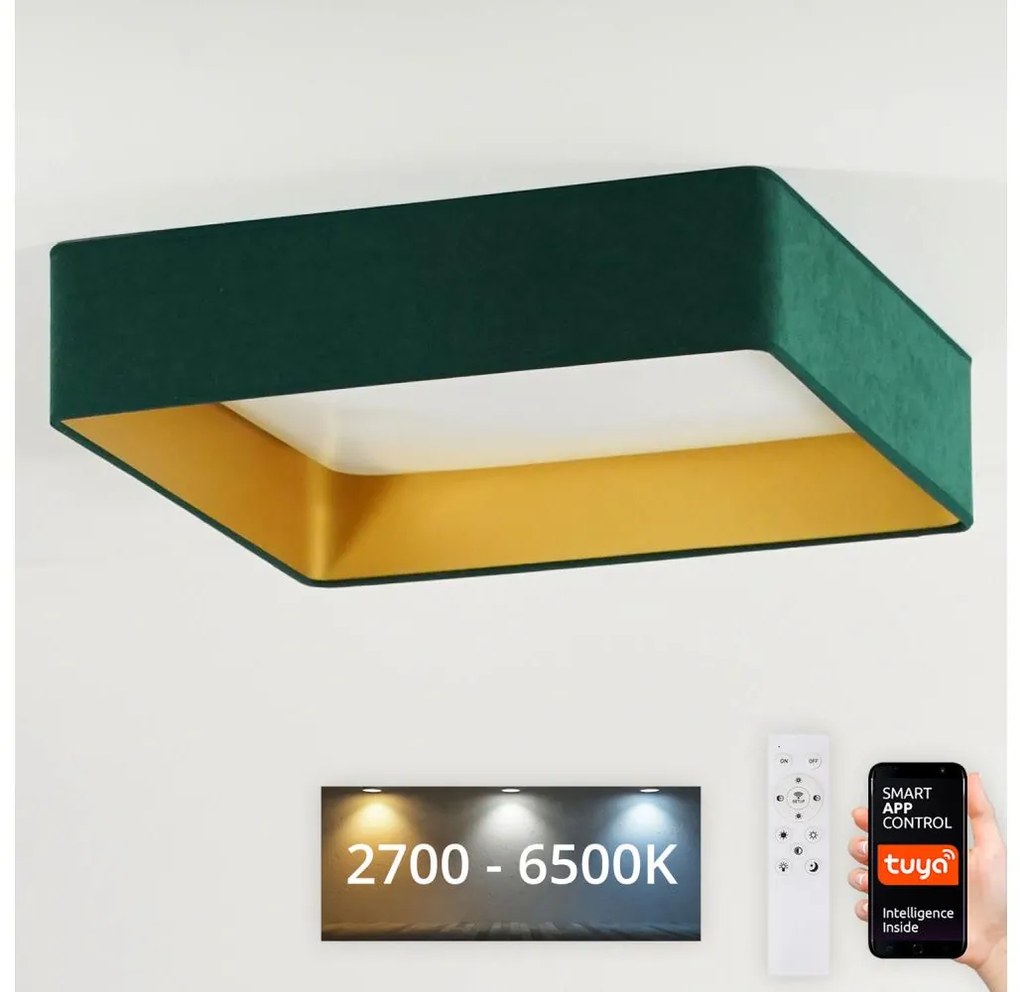 Brilagi-LED Димируемо осветително тяло VELVET SQUARE LED/36W/230V Wi-Fi Tuya+ДУ зелено
