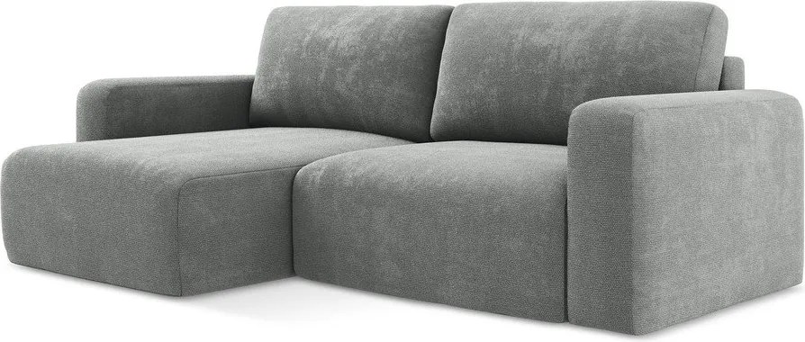 Сив шенилов сгъваем/с място за съхранение ъглов диван (ляв ъгъл) Kona – Makamii