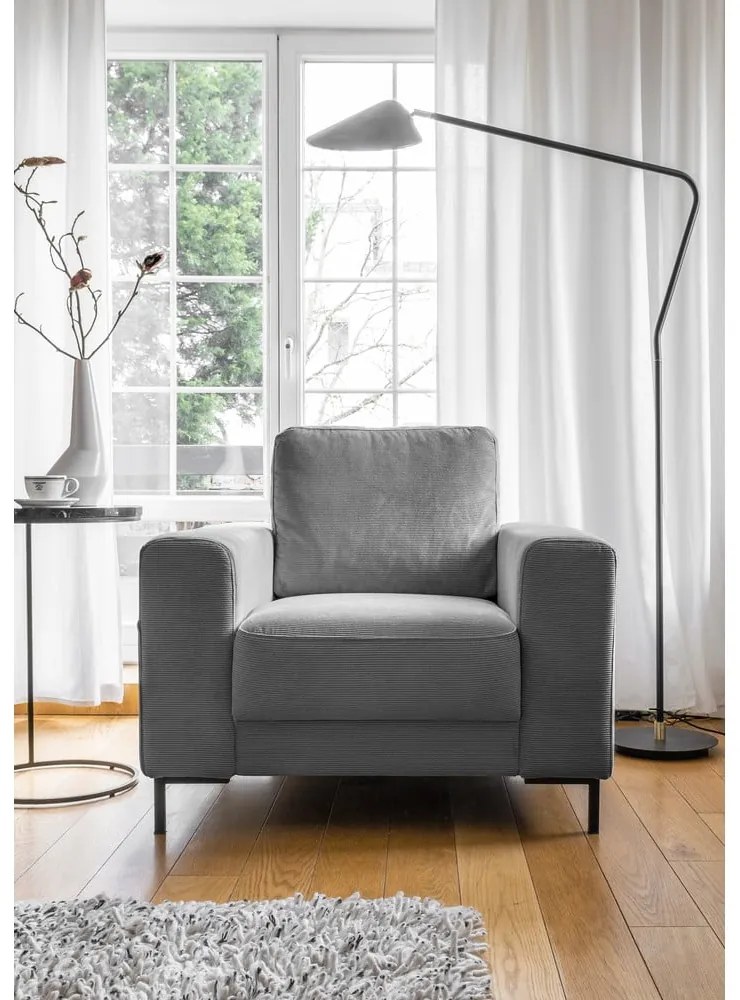 Сиво кресло от рипсено кадифе Lofty Lilly – Miuform
