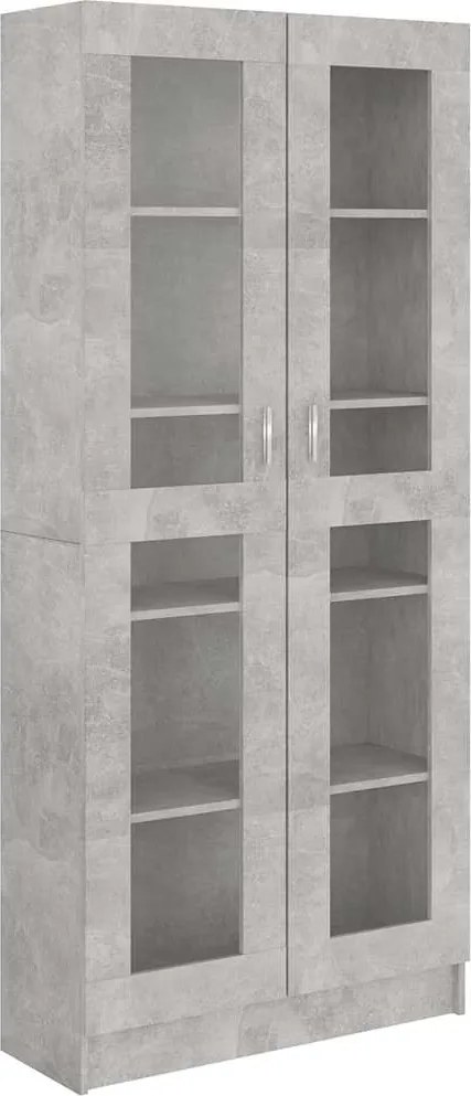 802772 vidaXL Шкаф витрина, бетонно сив, 82,5x30,5x185,5 см, ПДЧ