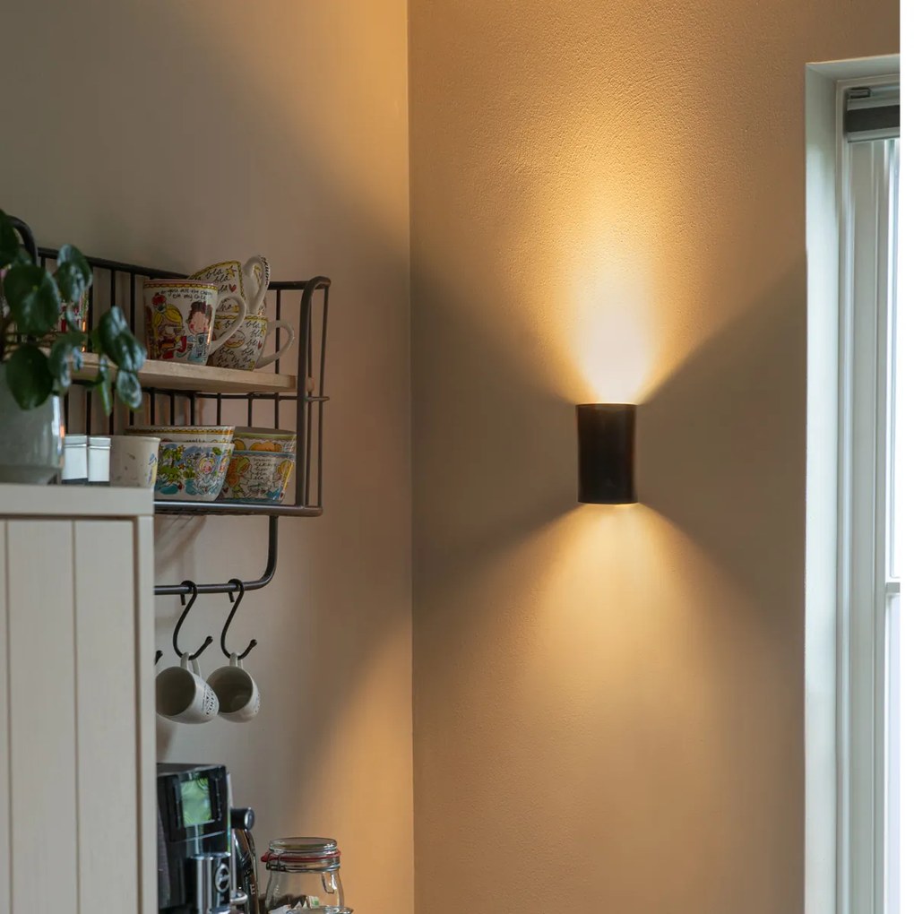 Дизайнерска стенна лампа черна кръгла GU10 50mm - Sabbir