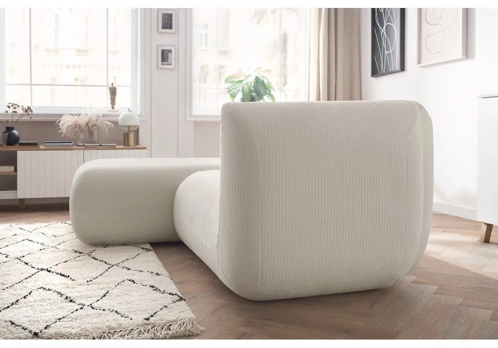 Ъглов диван от бял велур (ляв ъгъл) Lecomte - Bobochic Paris