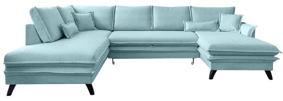 Светлосин U-образен разтегателен диван, ляв ъгъл Charming Charlie - Miuform