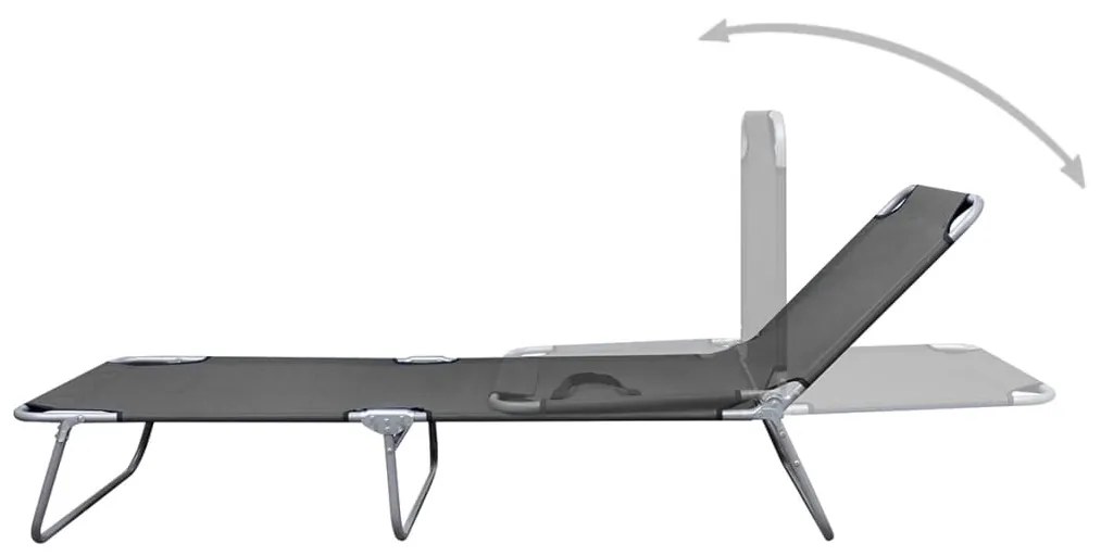 Сгъваем плажен шезлонг с регулируема облегалка, сив