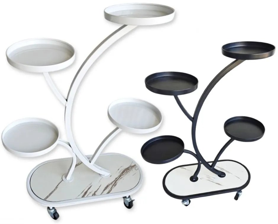 Стойка за цветя с колела Черен