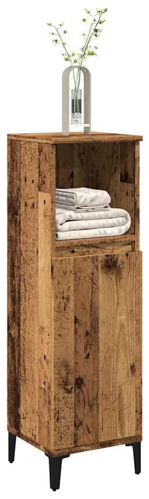 857111 vidaXL Шкаф за баня, старо дърво, 30x30x100 см, инженерно дърво