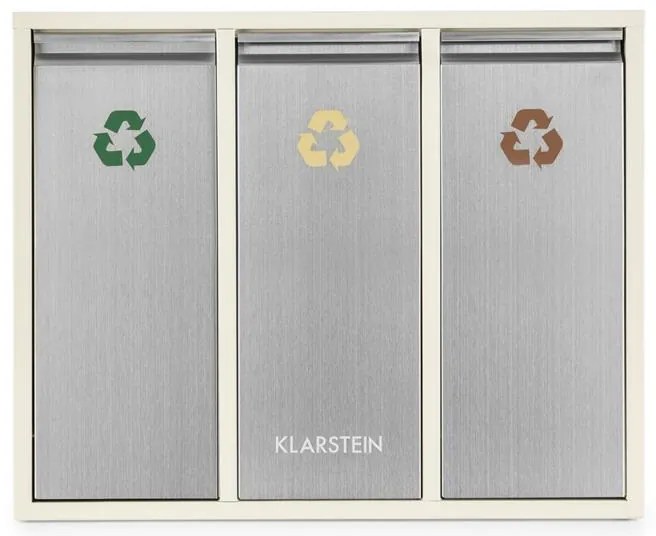 Klarstein Ordnungshütter 3, 45 л, кремаво-бежова, сортирана кутия за отпадъци, 3 x 15 л