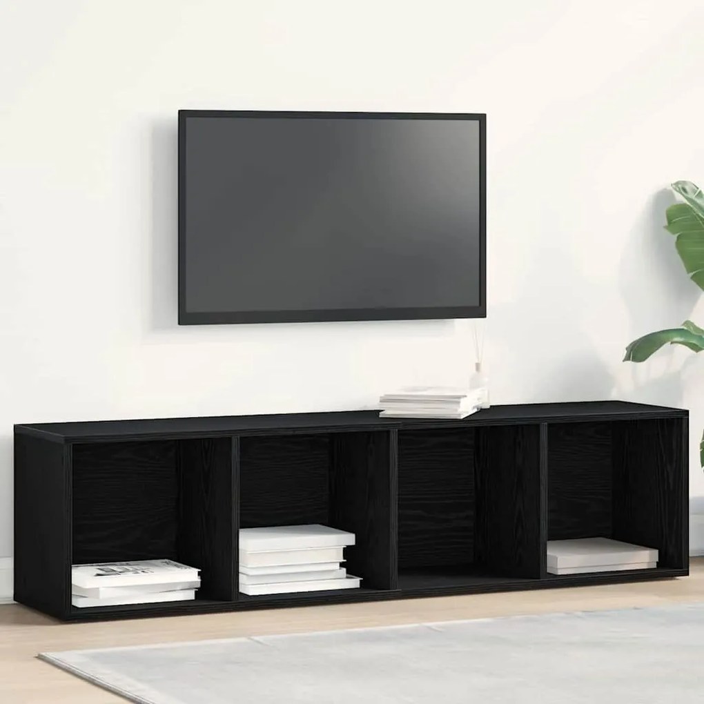 862396 vidaXL Шкаф за книги Черен дъб 36 x 30 x 143 cm Инженерно дърво