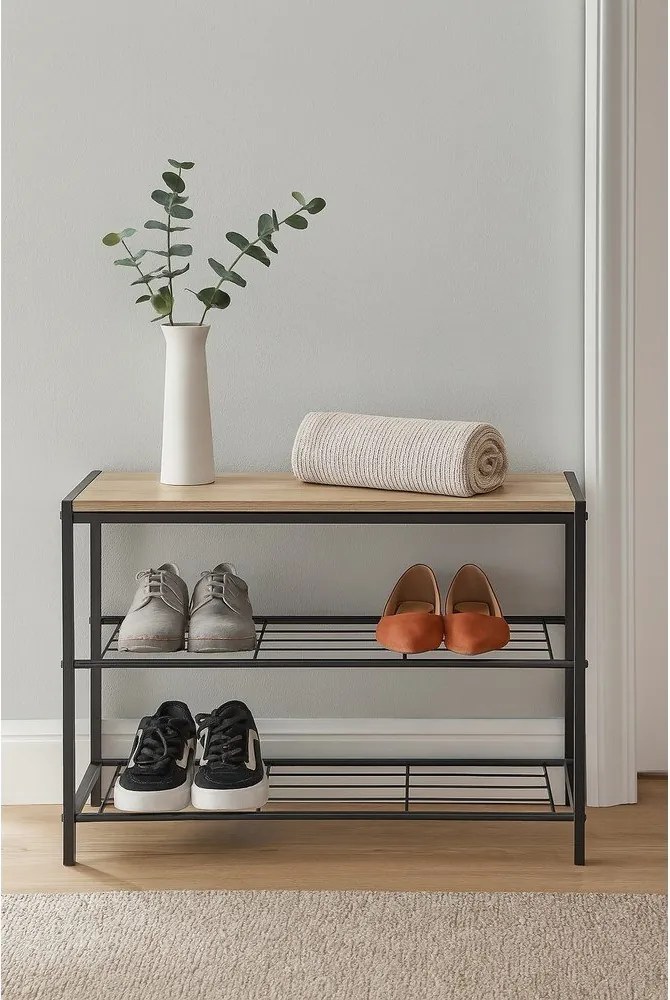 Черна стоманена стойка за обувки 63x44x30 cm Asten – Bonami Essentials