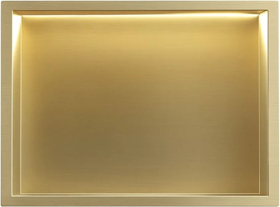 Вграден рафт за баня LED 30x45 brush gold