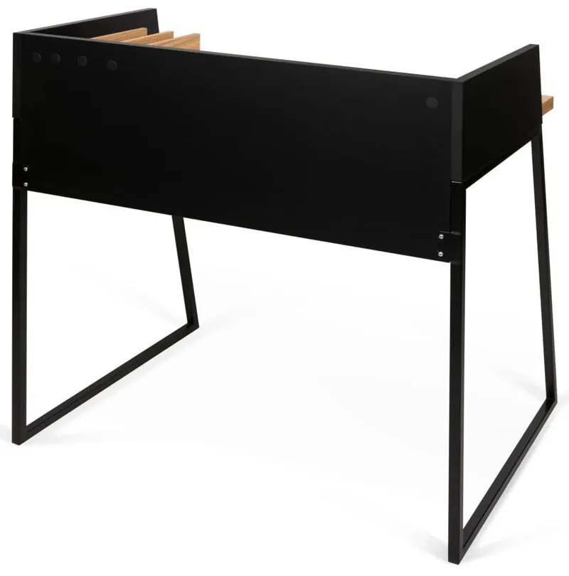 Черно работно бюро с детайли от дъбова дървесина Volga - TemaHome