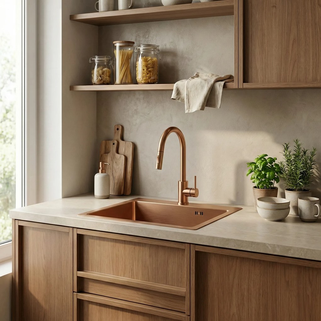 Стоманена мивка Leo 50 BRUSH COPPER