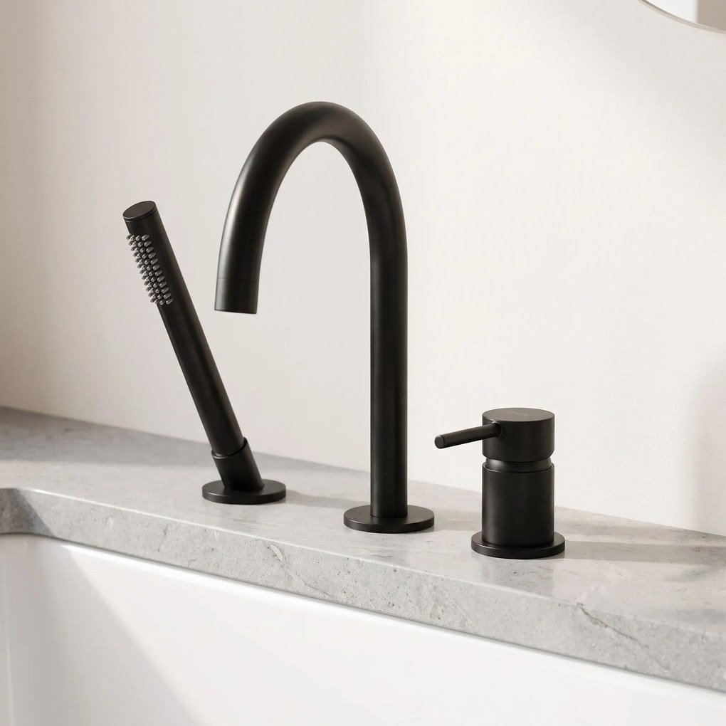 Смесител за Вана с 3 Отвора Rea Lungo Black