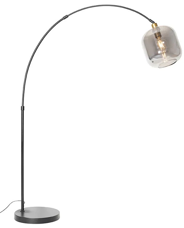 Аркова лампа черна със злато и опушено стъкло - Zuzanna