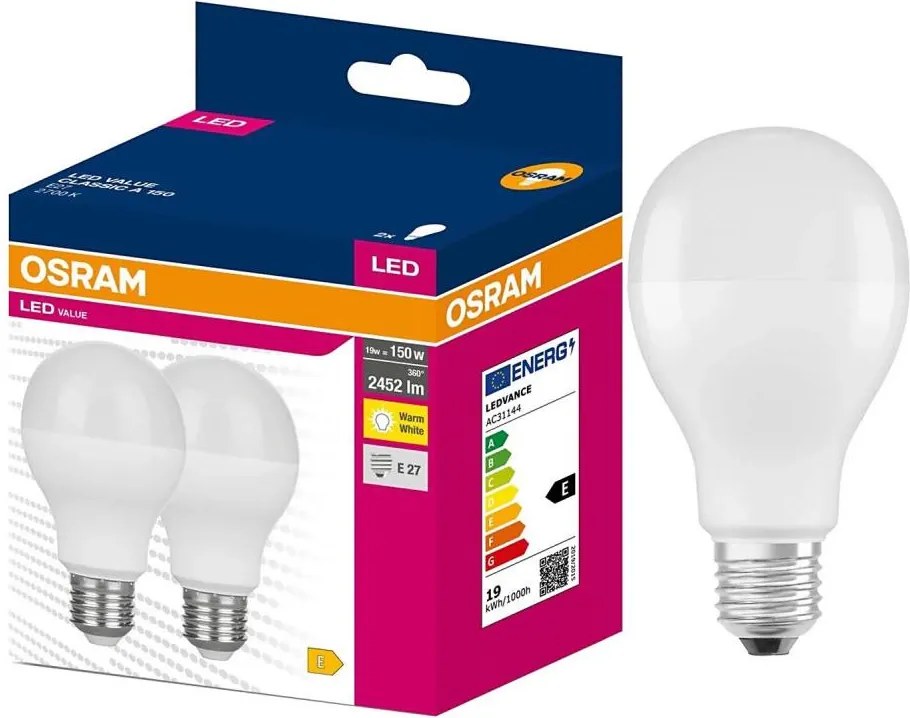 Комплект от 2 LED крушки VALUE CLASSIC E27/19W/230V 2700K - Osram