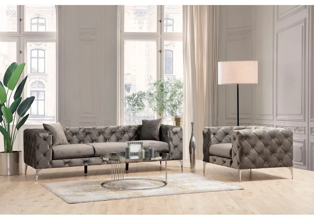 Тъмносив кадифен диван 237 см Como - Balcab Home