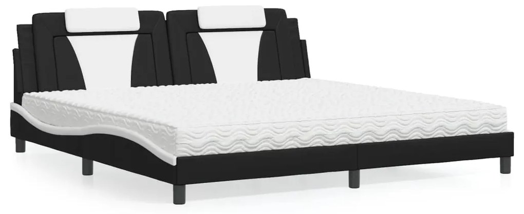 3208822 vidaXL Легло Viana без матрак, черно и бяло, 200x200 см, изкуствена кожа