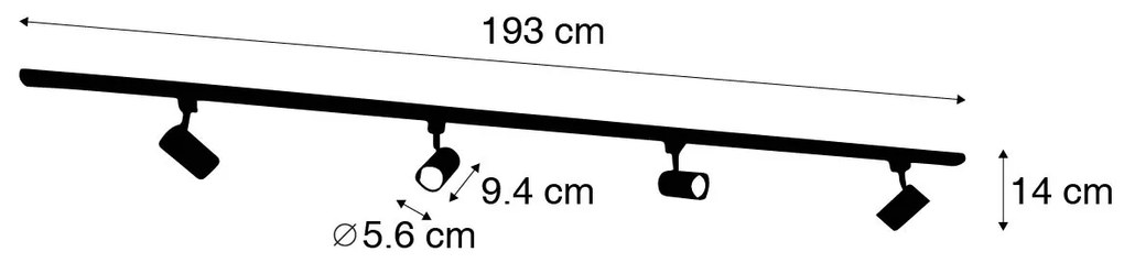 Модерна 1-фазна релсова система с 4 Wifi GU10 тъмно бронз - Jeana