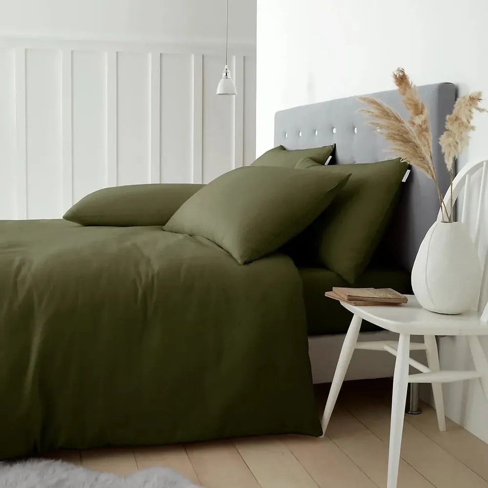 Двойно удължено фланелено спално бельо в цвят каки 230x220 cm Brushed – Catherine Lansfield