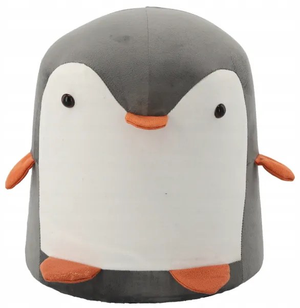 Детска табуретка с мотив на пингвин в сиво