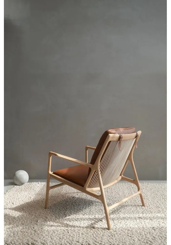 Кожен фотьойл в кафяво-натурален цвят Dedo - Gazzda