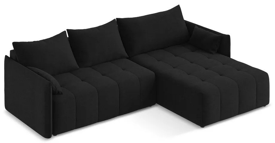 Черен разтегателен ъглов диван с място за съхранение (десен ъгъл) Moku – Makamii
