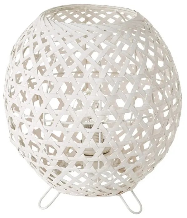 Бяла бамбукова настолна лампа с бамбуков абажур (височина 23 cm) - Casa Selección