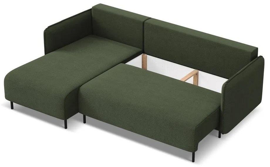 Зелен разтегателен ъглов диван с място за съхранение (ляв ъгъл) Luana – Makamii