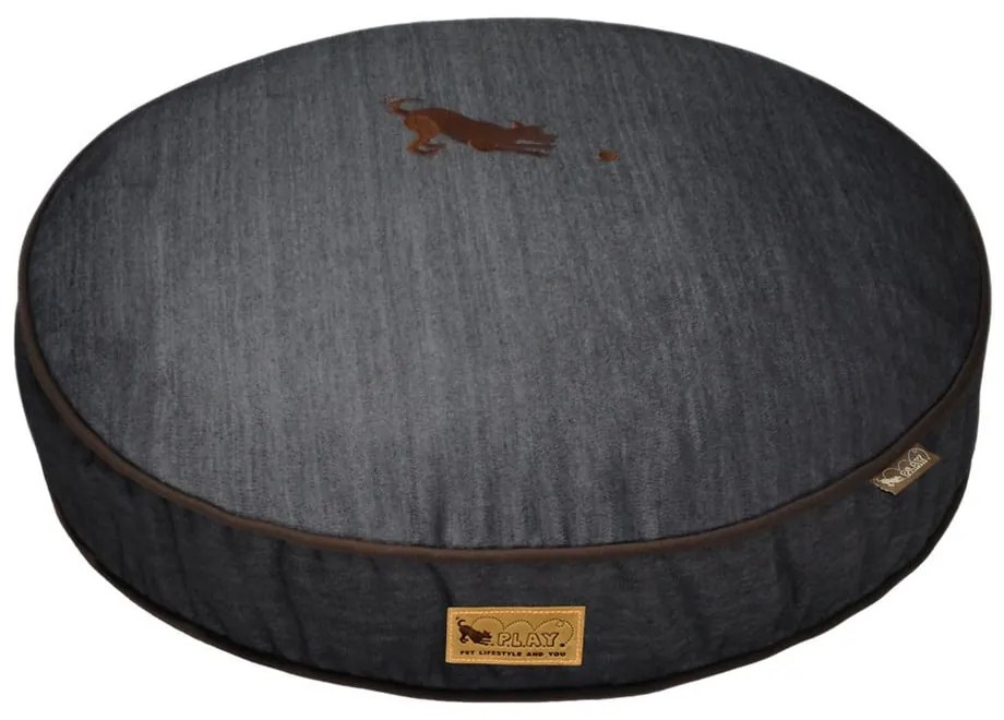 Тъмносиньо легло за куче ø 105 cm Round Bed Denim Medieval Blue / Dark Chocolate L – P.L.A.Y.
