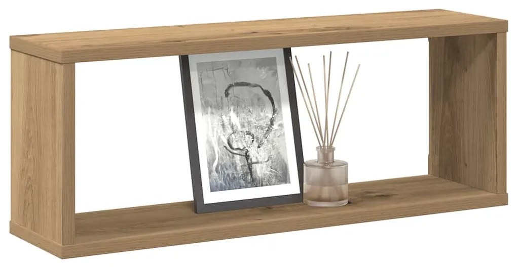 856590 vidaXL Стенни кубични рафтове, 4 бр, дъб артизан, 60x15x23 см