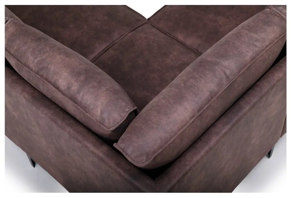 Кафяв ъглов диван от изкуствена кожа (десен ъгъл) Copenhagen - Scandic