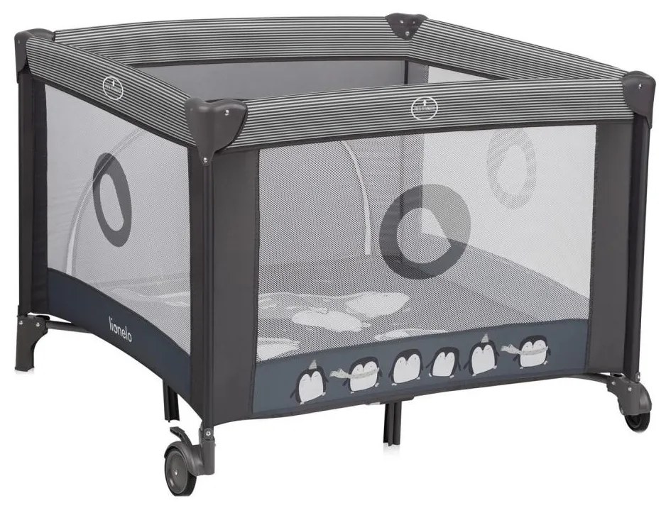 Lionelo - Бебешки манеж BONNIE, сив в скандинавски стил